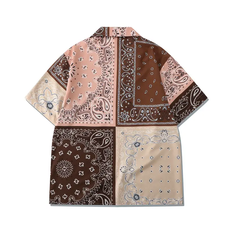 Men Summer Beach Patchwork Shirt Suit European American Digital Print Casual Shorts Cardigan - Image 4