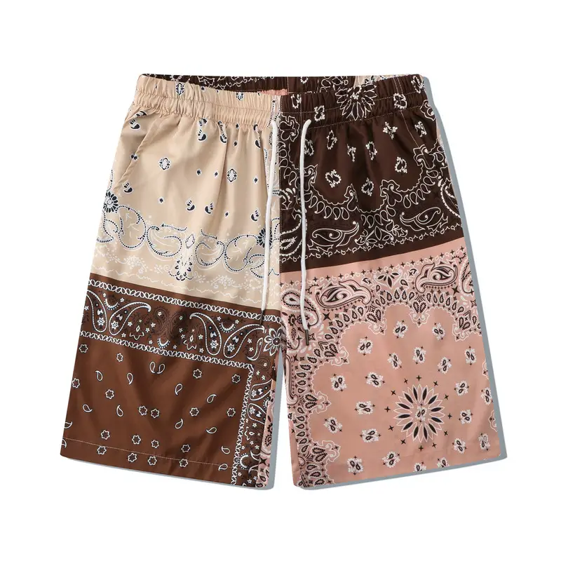 Men Summer Beach Patchwork Shirt Suit European American Digital Print Casual Shorts Cardigan - Image 2