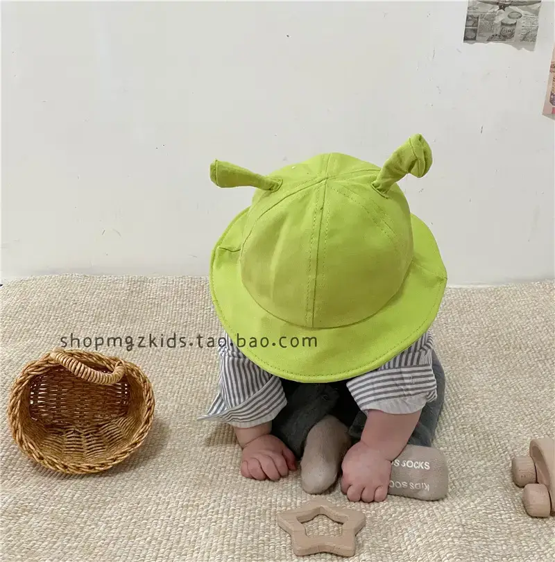 Green Cartoon Cat Ears Baby Hat for Spring Autumn - Image 7