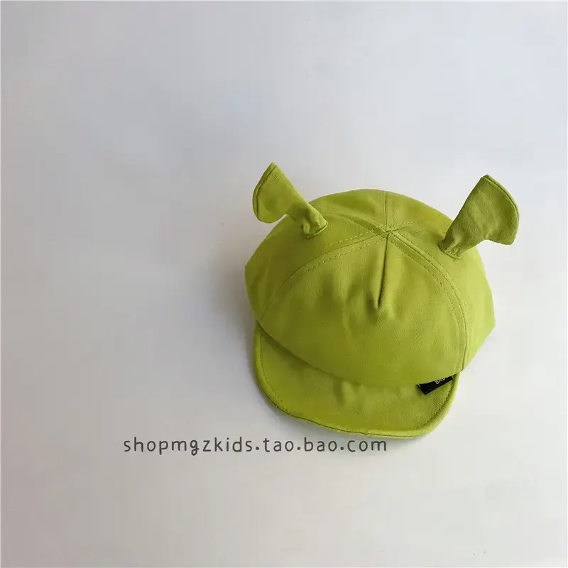 Green Cartoon Cat Ears Baby Hat for Spring Autumn - Image 3