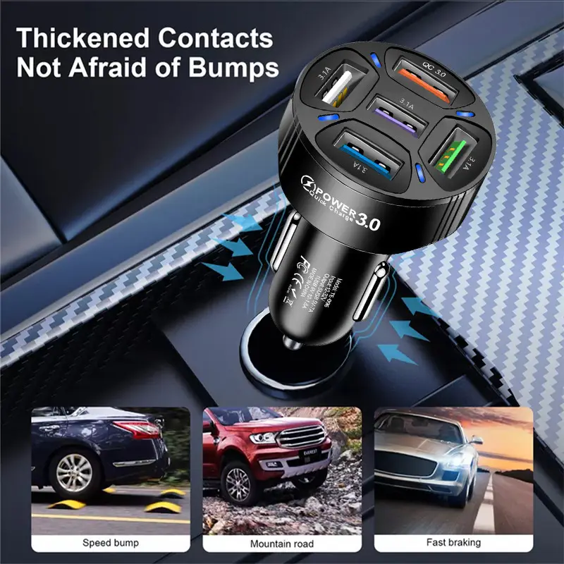Multi-USB Car Charger with 5 Ports & Fast Charge - Image 2