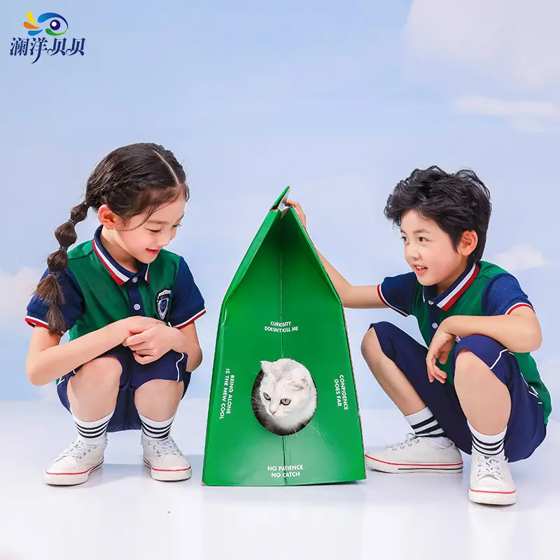 Green Polo Shirt for Kids Summer Sports Class Primary School Uniform - Image 5
