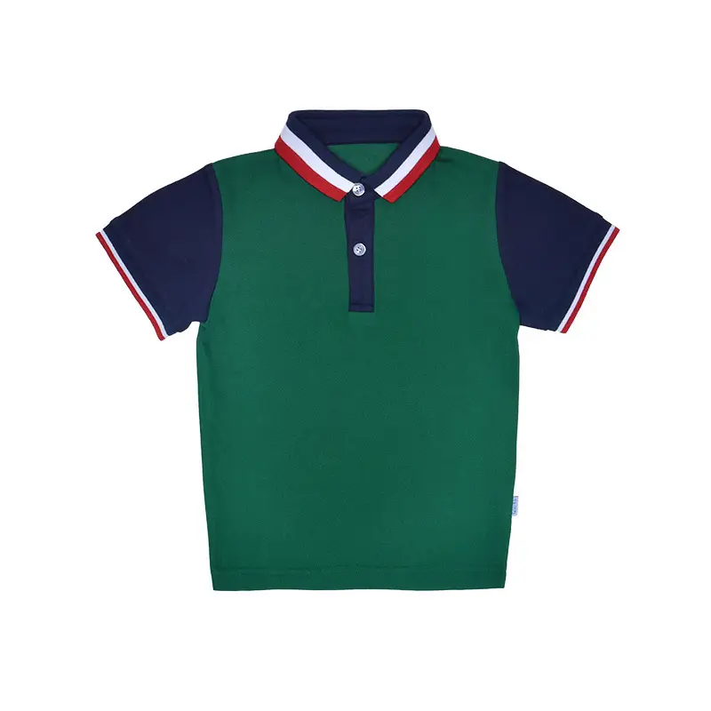 Green Polo Shirt for Kids Summer Sports Class Primary School Uniform - Image 3