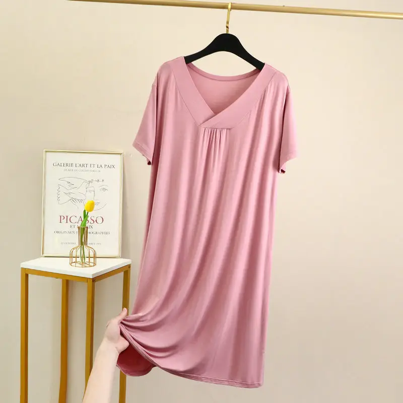 2022 Women's Purple Short Sleeve V-Neck Dress Large Size - Image 2