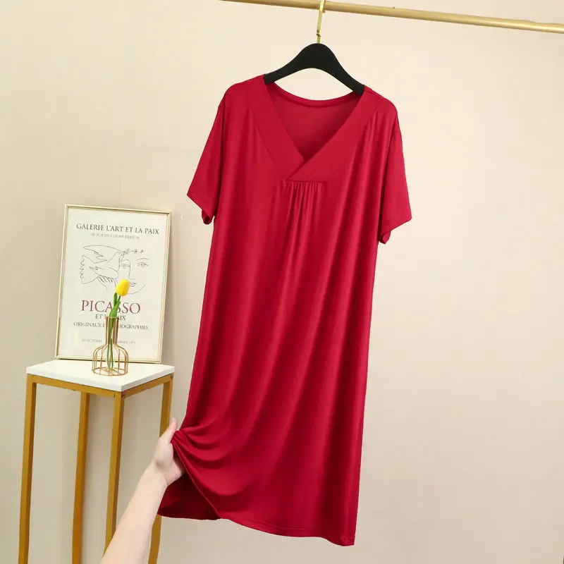 2022 Women's Purple Short Sleeve V-Neck Dress Large Size - Image 5