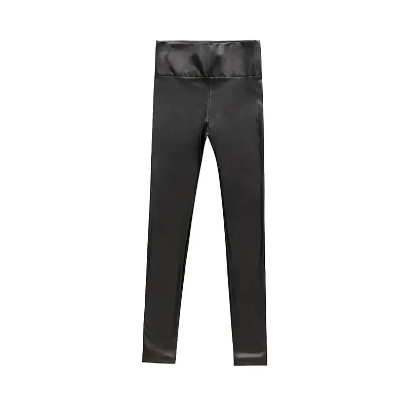 2022 Black Matte Leather Tight Leggings Women High Waist - Image 5