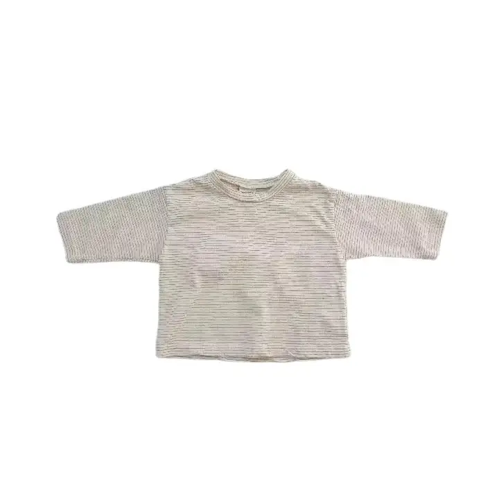 Children's Spring Long Sleeve T-Shirts Set Cream Striped - Image 8