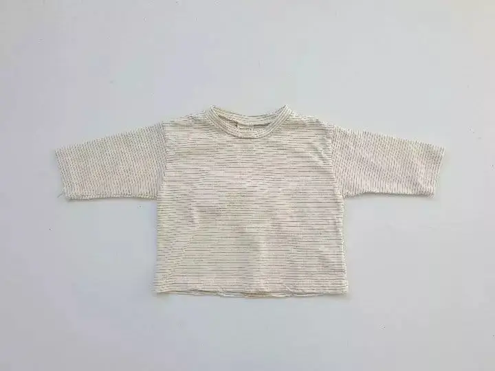 Children's Spring Long Sleeve T-Shirts Set Cream Striped - Image 2