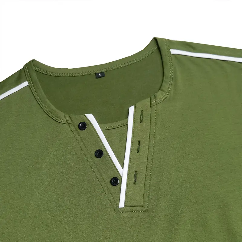 Men's Blue Cotton T-Shirt Casual Loose Short Sleeve — feature 10