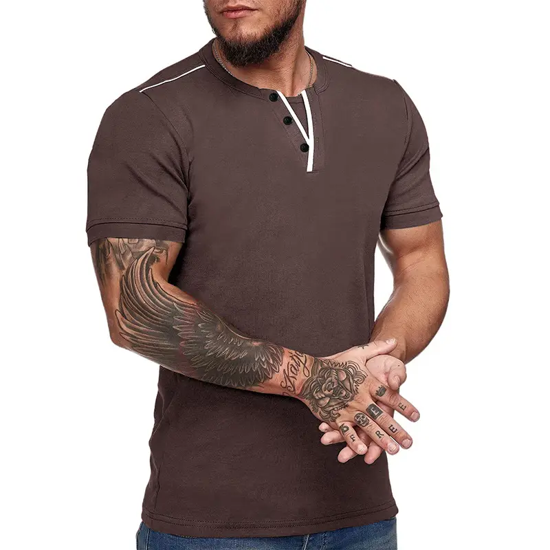 Men's Blue Cotton T-Shirt Casual Loose Short Sleeve — feature 15
