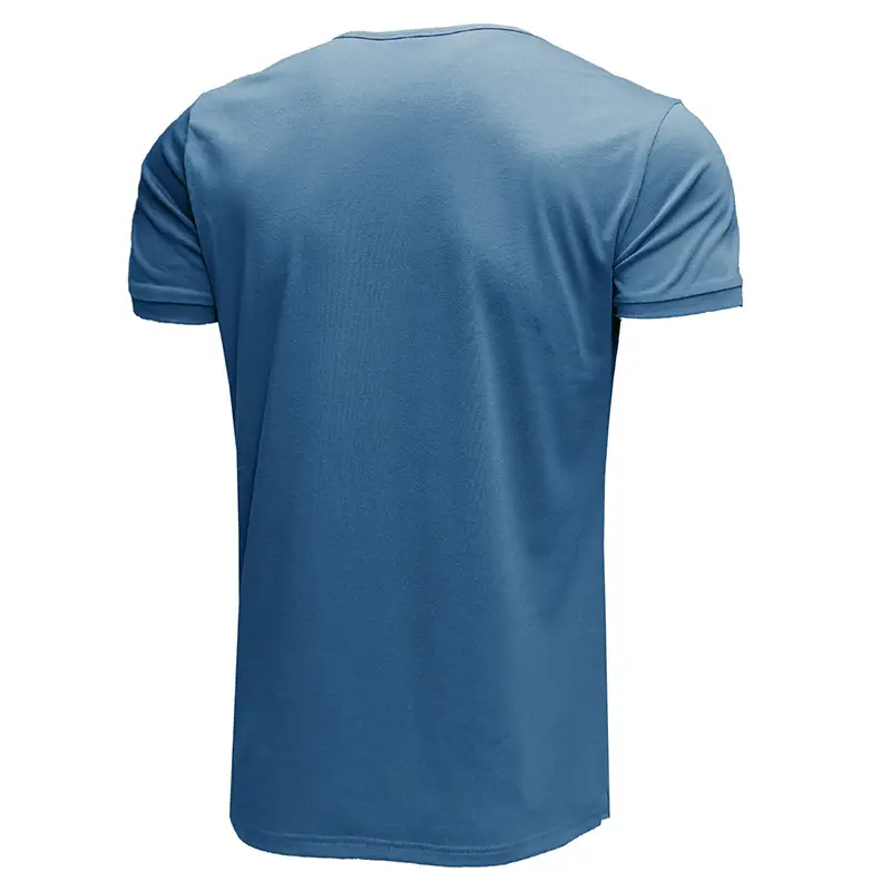 Men's Blue Cotton T-Shirt Casual Loose Short Sleeve — feature 20