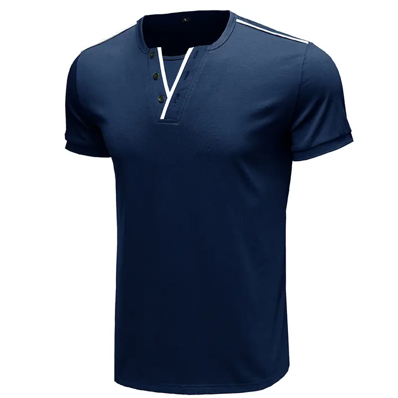 Men's Blue Cotton T-Shirt Casual Loose Short Sleeve — feature 28