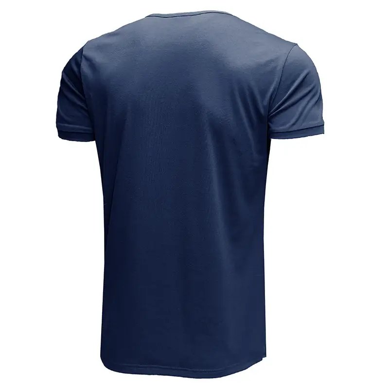 Men's Blue Cotton T-Shirt Casual Loose Short Sleeve — feature 29