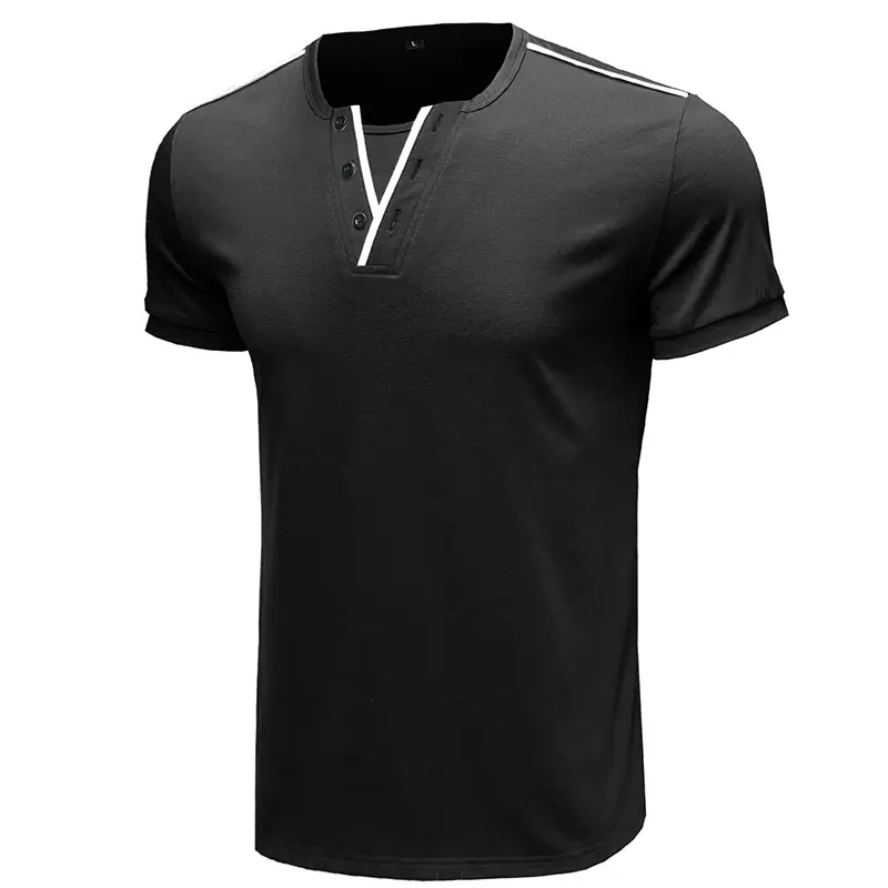 Men's Blue Cotton T-Shirt Casual Loose Short Sleeve — feature 5