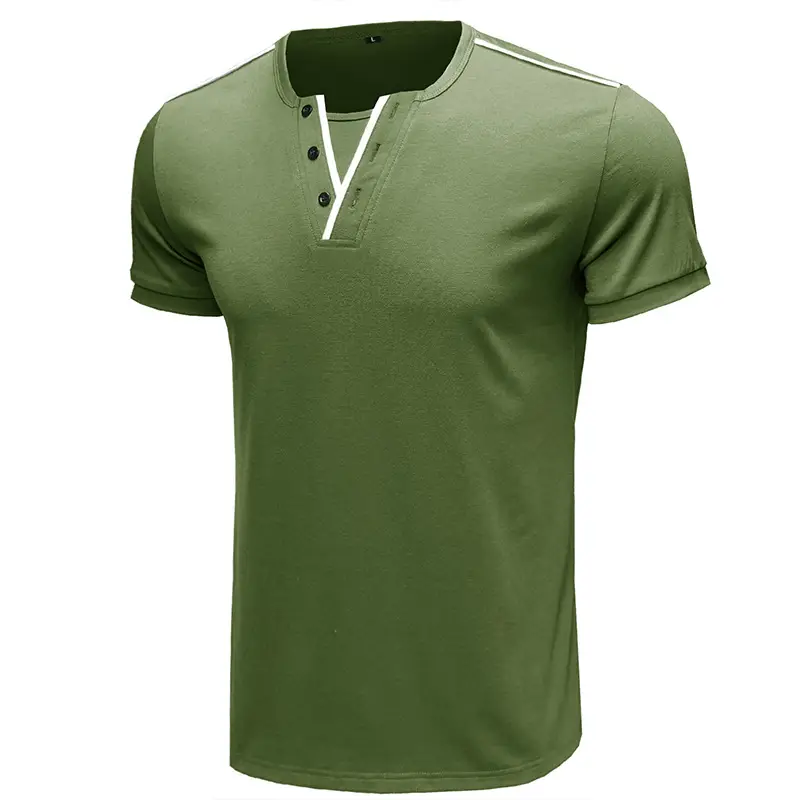 Men's Blue Cotton T-Shirt Casual Loose Short Sleeve