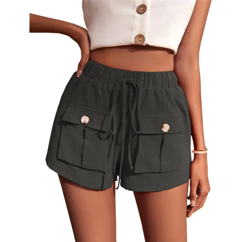 2022 Summer Drawstring Casual Shorts Mid Waist Cotton - Image 10