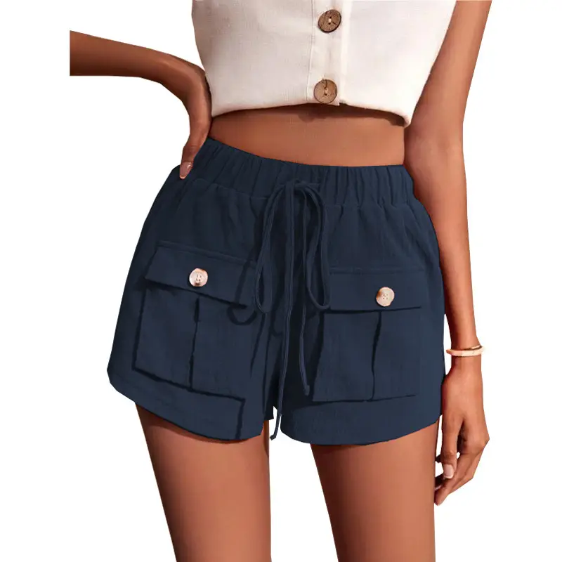 2022 Summer Drawstring Casual Shorts Mid Waist Cotton - Image 6