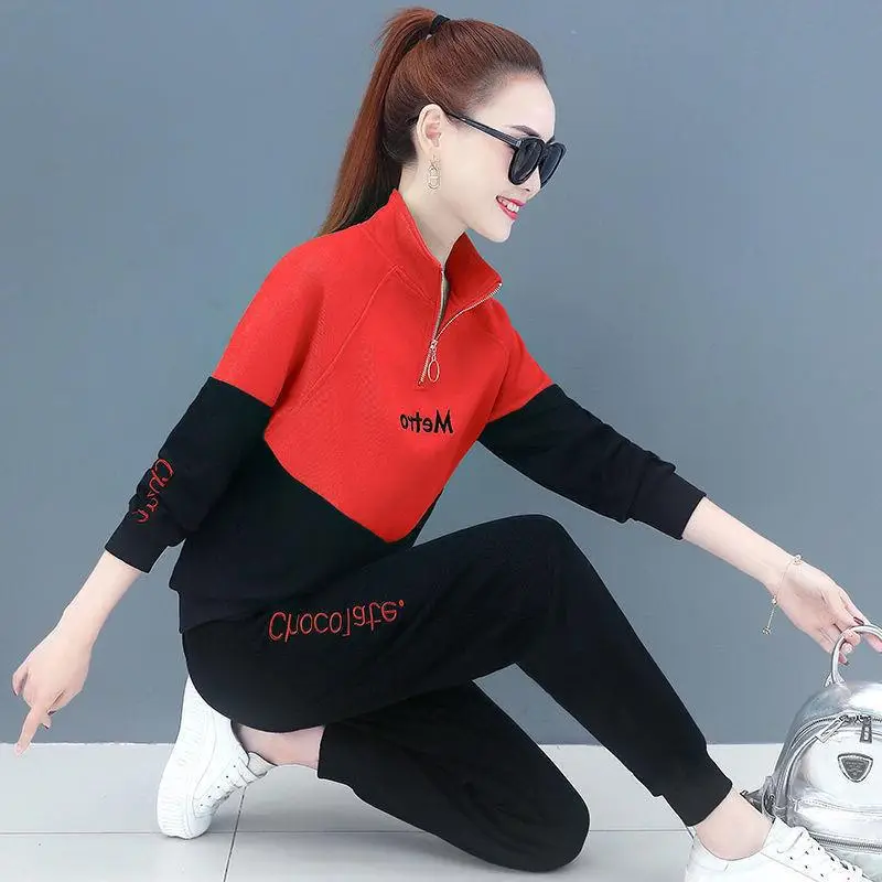 Women's Red Black 2-Piece Casual Track Suit 2022 - Image 4