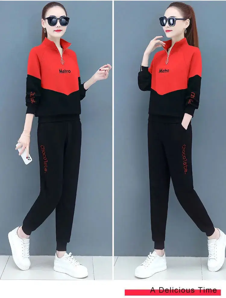 Women's Red Black 2-Piece Casual Track Suit 2022 — feature 13