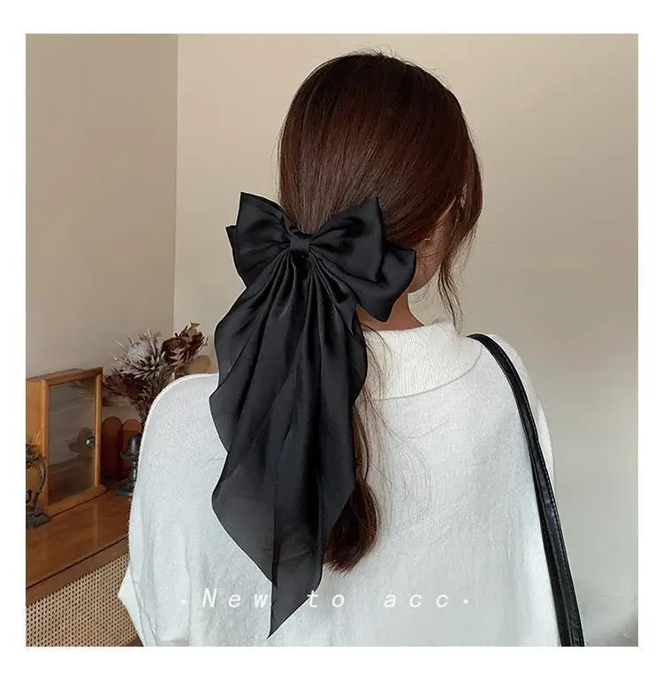 Star Same Style Large Retro Ribbon Bow Hairpin Back Head Super Fairy Elegant Hairpin Spring Clip Hair Accessories — feature 7
