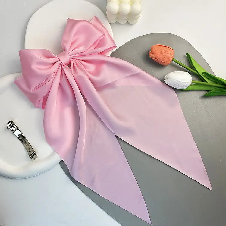 Star Same Style Large Retro Ribbon Bow Hairpin Back Head Super Fairy Elegant Hairpin Spring Clip Hair Accessories - Image 12
