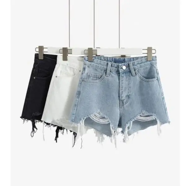 Women Denim Shorts Black High Waist Slimming 2025