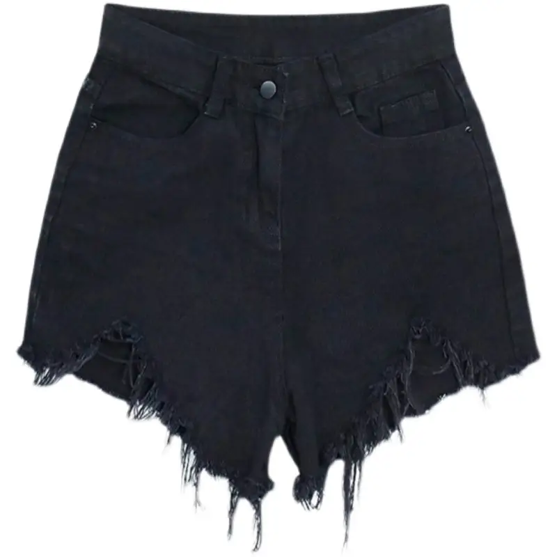 Women Denim Shorts Black High Waist Slimming 2025
