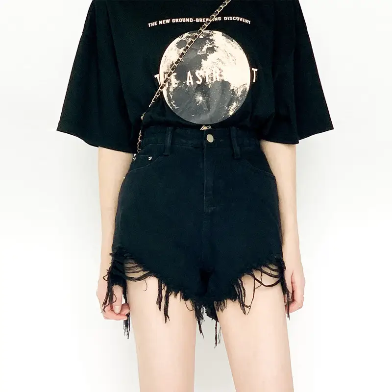 Women Denim Shorts Black High Waist Slimming 2025 — feature 7
