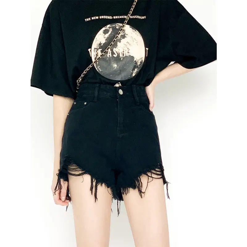 Women Denim Shorts Black High Waist Slimming 2025 — feature 9
