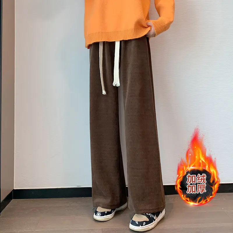 Women Fleece Lined Casual Pants Arctic Orange Beige - Image 3