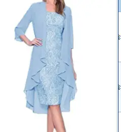 Elegant Lace Chiffon Midi Dress for Women Solid Beige