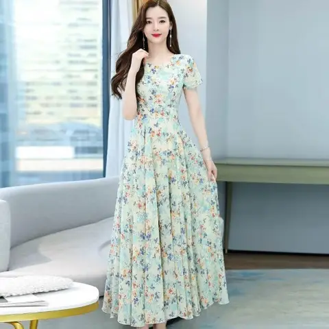 Thai Style Floral Pink A-Line Dress