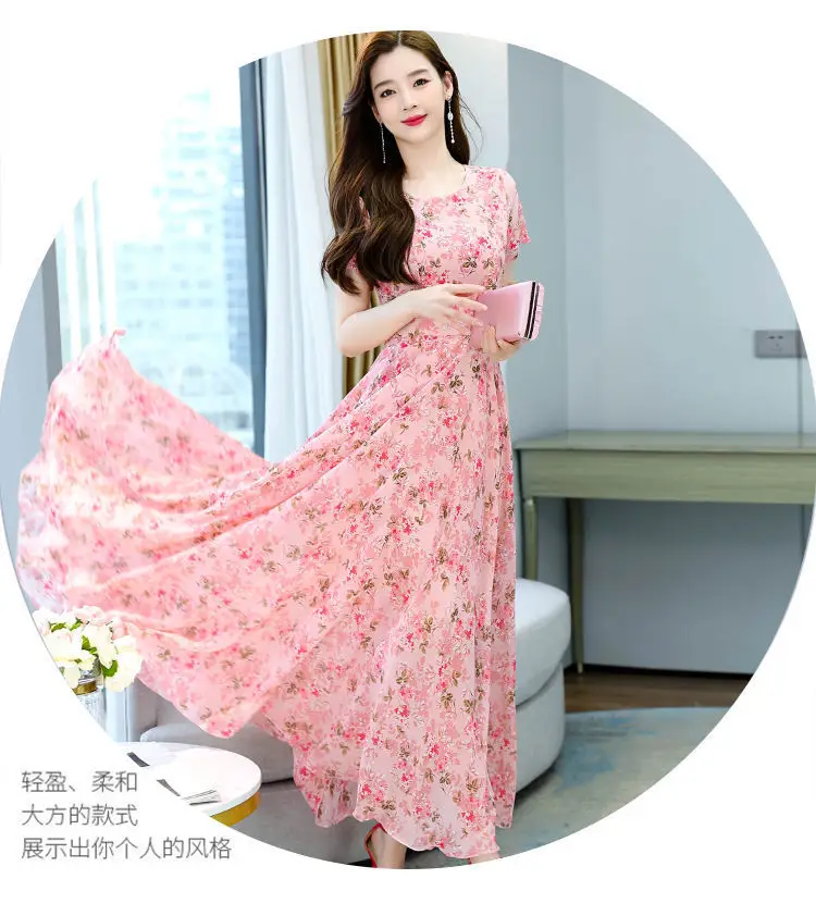 Thai Style Floral Pink A-Line Dress — feature 10