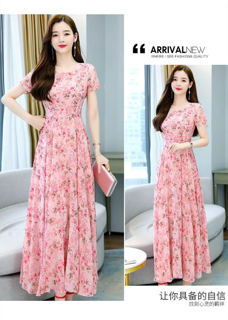 Thai Style Floral Pink A-Line Dress — feature 8