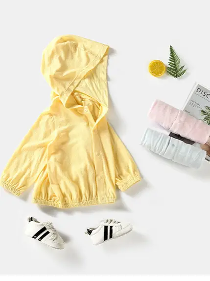 Baby Sun Protection Jacket Yellow Bamboo Fiber Small - Image 6