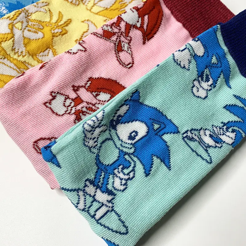 European and American personality QiJiao Sonic Boy Cartoon Men's Mid-tube Socks Sports Men's Color Fashion Socks Factory Direct Supply