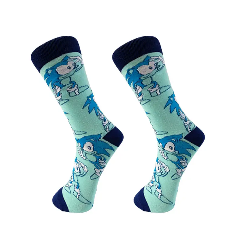 European and American personality QiJiao Sonic Boy Cartoon Men's Mid-tube Socks Sports Men's Color Fashion Socks Factory Direct Supply