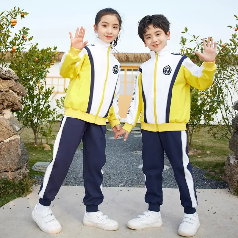 Kids Spring School Suit Yellow White Blue Primary School - Image 6