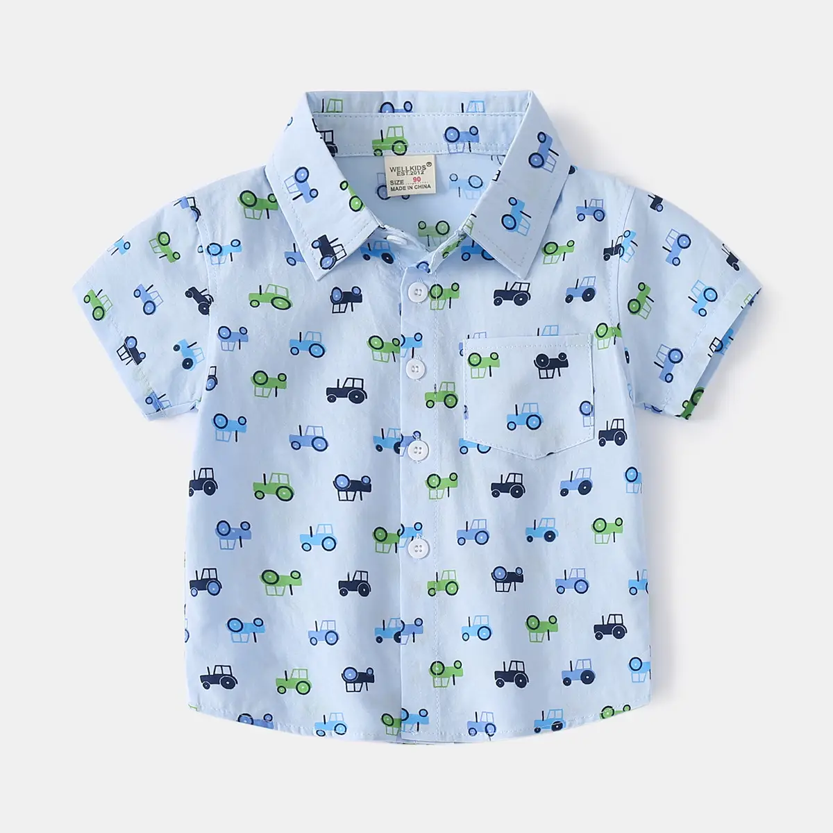 Cartoon Car Kids Cotton Lapel T-Shirt 2024 Summer