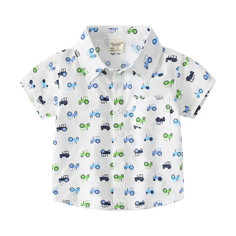 Cartoon Car Kids Cotton Lapel T-Shirt 2024 Summer