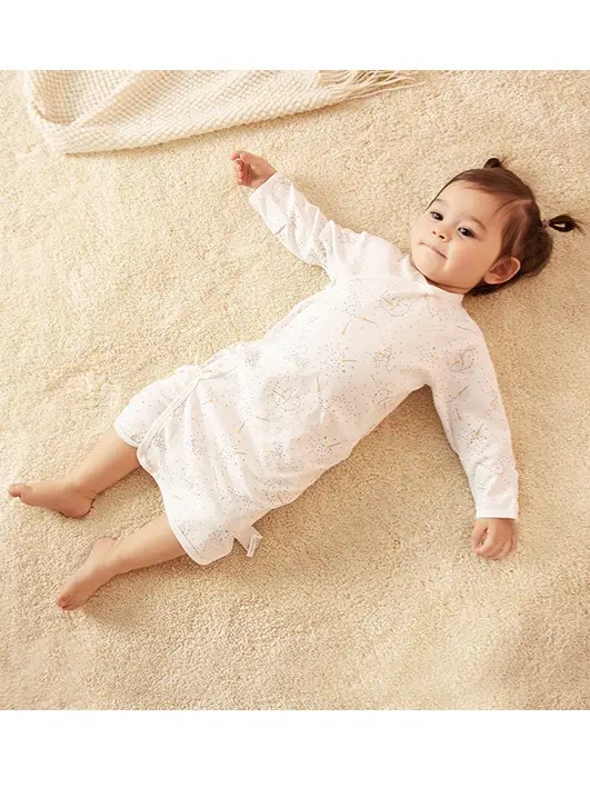 Newborn Crawling Suit White Long Sleeve Romper