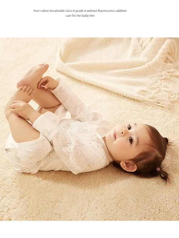 Newborn Crawling Suit White Long Sleeve Romper