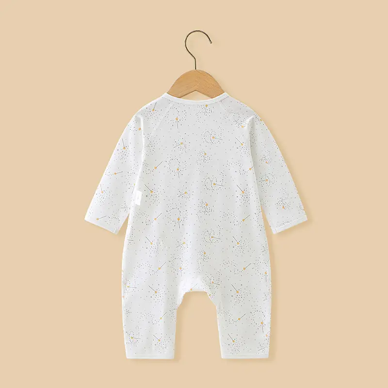 Newborn Printed Cotton Jumpsuit White Long Sleeve