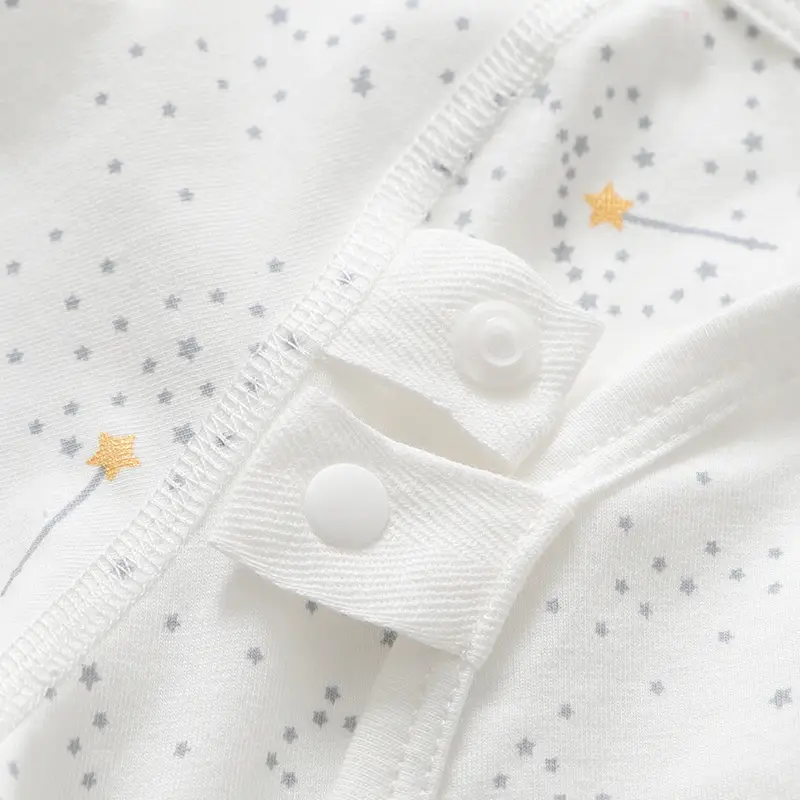 Newborn Printed Cotton Jumpsuit White Long Sleeve