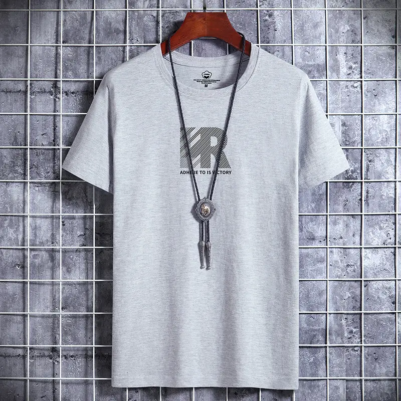 Men Cotton Graphic T-Shirt Loose Fit Beige