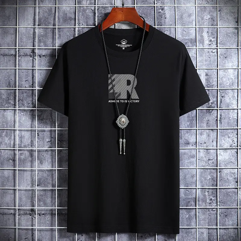 Men Cotton Graphic T-Shirt Loose Fit Beige