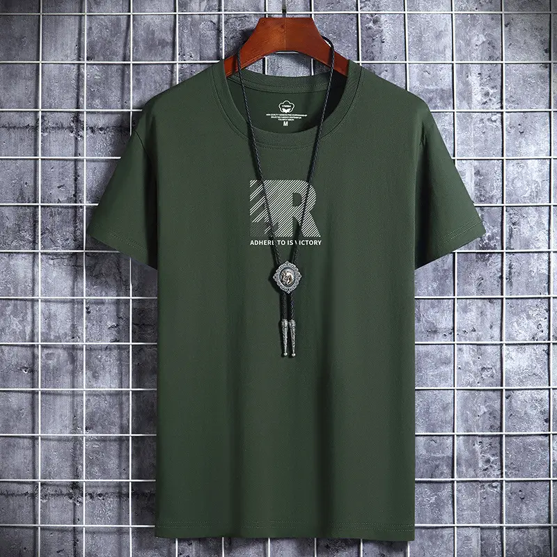 Men Cotton Graphic T-Shirt Loose Fit Beige