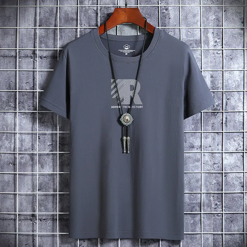 Men Cotton Graphic T-Shirt Loose Fit Beige