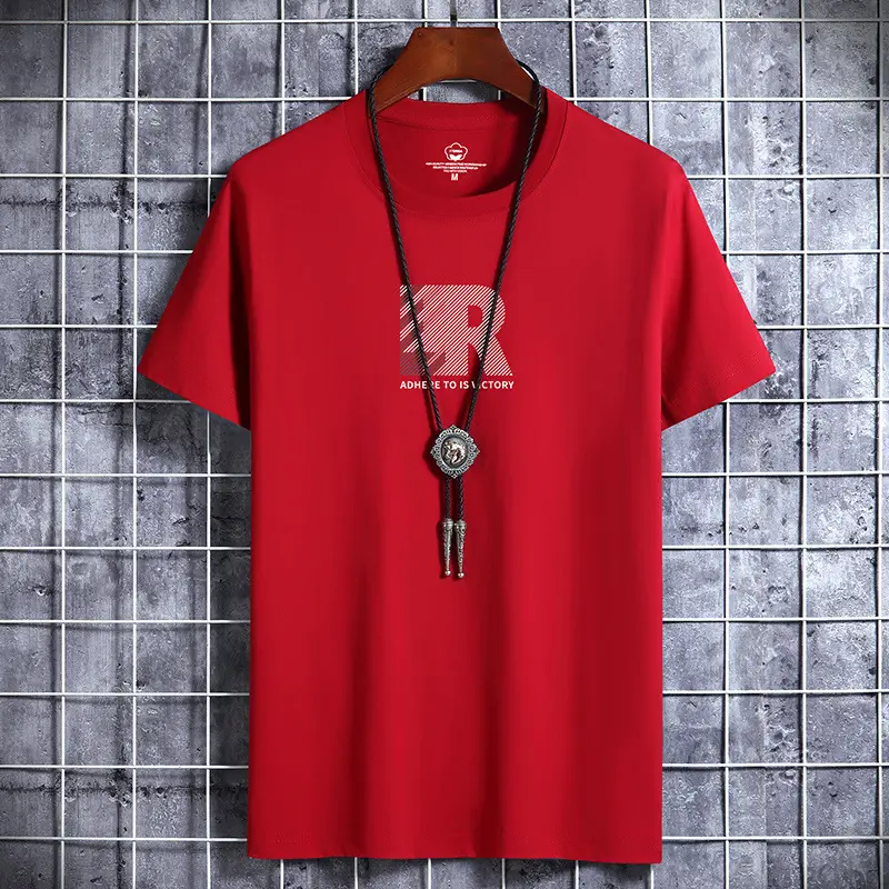 Men Cotton Graphic T-Shirt Loose Fit Beige