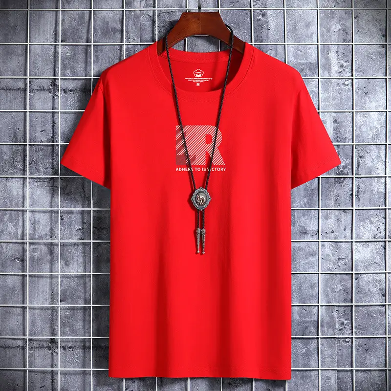 Men Cotton Graphic T-Shirt Loose Fit Beige